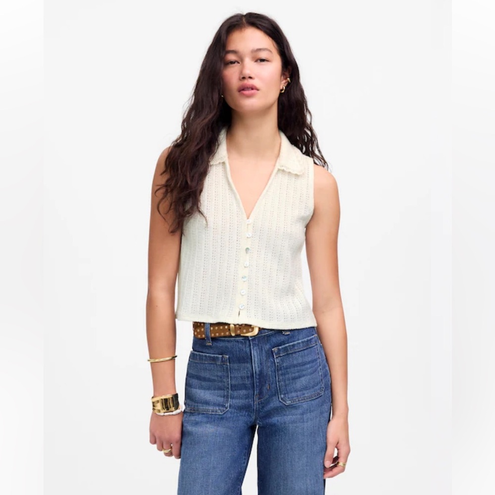 Madewell Crochet-Knit V-Neck Sweater Vest